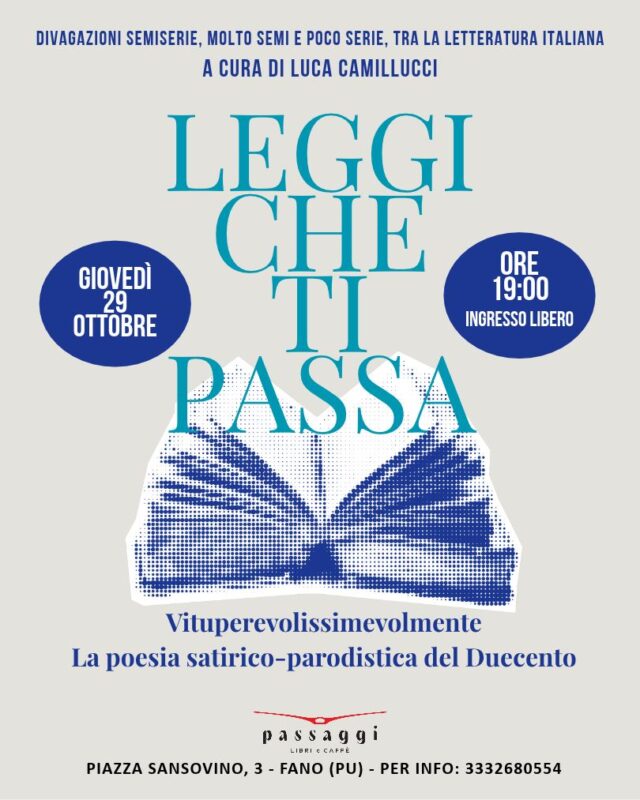 Leggi che ti passa / Vituperevolissimevolmente. Con Luca Camillucci